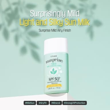ETUDE Sunprise Sunscreen Mild Sun Milk SPF 50+ / PA++++ (55ml) | Sebum-free, Non-Sticky, Long Lasting Protection, 100% Mineral Korean Sunscreen for sensitive skin - Image 2