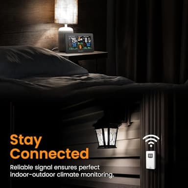 Newentor Weather Station Wireless Indoor Outdoor Thermometer, Color Display Digital Weather Thermometer with Atomic Clock, Barometric Pressure, Forecast Station with Adjustable Backlight, Black - Image 6