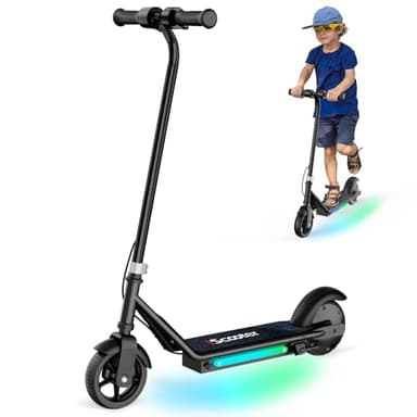 Kids Electric Scooter, 150W Motor, 3/6/10MPH Electric Scooter for Kids Ages 6-12, Double Brake, Magnetic Charging, Pedal Light for Boys/Girls (Black) - Image 1