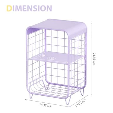 APEXCHASER Cute Nightstand, 3 Tier Metal Side Table With Storage, Vintage Bedside Table for Girls Bedroom, Living Room, Dorm - Purple - Image 3