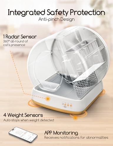 MeoWant Self-Cleaning Cat Litter Box, Advanced Safety System Automatic Cat Litter Box Perfect for Multi Cats, Extra Large/Odor Control/APP Control Smart Cat Litter Box with Mat & Liner, Yellow - Image 4