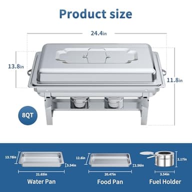 Chafing Dishes for Buffet Set – Chafers for Catering & Buffet Warmers with Lids | Serving Food Warmer & Chafers Servers Sets - Image 4