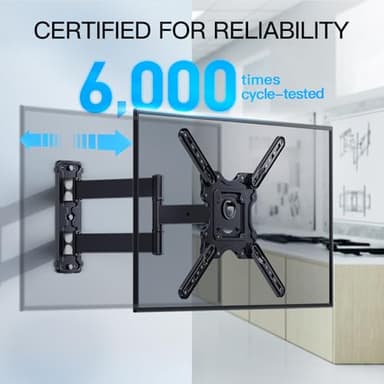 PERLESMITH Full Motion TV Wall Mount for Most 26-60 inch Flat Curved OLED 4K TVs up to 77lbs, Wall Mount TV Bracket with Swivel & Extension Arm, Tilt, Leveling, Max VESA 400x400mm, PSMFK12 - Image 3