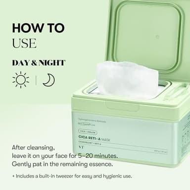 VT COSMETICS CICA Reti-A Daily Mask 30 Sheets, Retinol Complex for Pore Minimizing, Skin Softening & Hydrating Facial Mask, Ideal for Retinol Beginners, Korean Face Mask - Image 5
