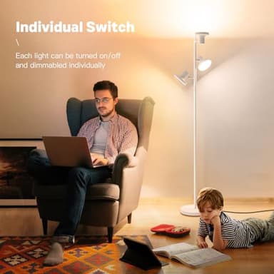 SIBRILLE 36W LED Tree Floor Lamp, Modern Dimmable Standing Lamp with Remote & Touch Control, 4 Color Temperatures, 3 Rotatable LED Light Floor Lamps for Living Room, Bedroom, Office - Image 3