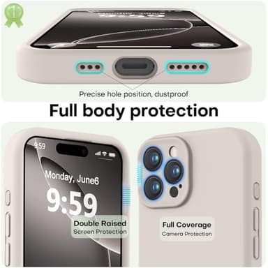 LOVE 3000 Designed for iPhone 16 Pro Case, Premium Silicone with [Soft Anti-Scratch Microfiber Lining] Shockproof Protective Phone Case for Men Women Girls 6.3", Stone - Image 3