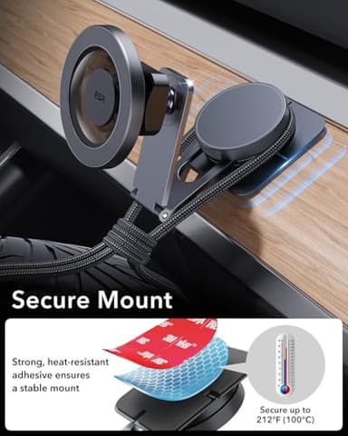 ESR for MagSafe Car Mount, Car Phone Holder, Tesla Touchscreen Car Mount, Magnetic Phone Holder for Car, for iPhone 17/16/16e/15/14/13/12, S25, Pixel 10, Charging Not Supported(2 Metal Rings Included) - Image 8