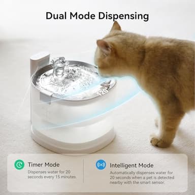 Cheerble Pumpless Cat Water Elfin Fountain, Wireless Pet Fountain Battery Operated, 2L/67oz E1+ Automatic Water Dispenser Cats & Dogs MagDrive™ Technology Stainless Steel Tray, No Cleaning Hassle - Image 6