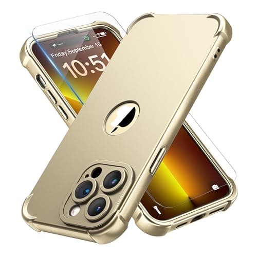 ORETECH for iPhone 14 Pro Max Case, with [2 x Screen Protectors] [10 Ft Military Grade Drop Test] [Camera Protection] 360° Shockproof Slim Thin Phone Case iPhone 14 Pro Max Cover 6.7" Gold - Image 1