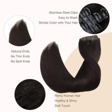 GOO GOO Clip in Hair Extensions Real Human Hair, Remy Human Hair Extensions Clip ins for Women, Natural Human Hair, 20inch 110g 7Pcs, 2 Dark Brown - Image 6