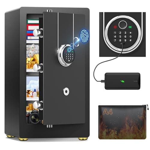 5.2 Cuft Biometric Fireproof Safe Box For Home, Heavy Duty Home Safe Fireproof Waterproof, Large Document Safes With Keypad, Anti-Theft Dual Alert, Mute Mode, Digital Security Safes For Jewelry Money - Image 1