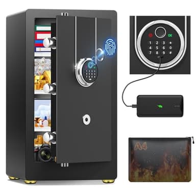 5.2 Cuft Biometric Fireproof Safe Box For Home, Heavy Duty Home Safe Fireproof Waterproof, Large Document Safes With Keypad, Anti-Theft Dual Alert, Mute Mode, Digital Security Safes For Jewelry Money - Image 1