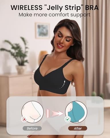 HORISUN Seamless Bra Full Coverage Wireless Bra for Women with Support(Black XL) - Image 3