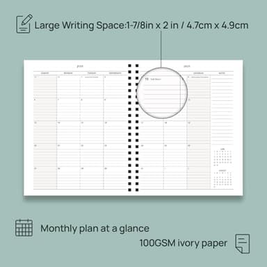 POPRUN Teacher Planner 2025-2026, (Letter Size - 8.5'' x 11'') Academic Lesson Planner (July 2025 - June 2026), with Monthly Tabs, Thick Papers, 2-Sided Pocket, Leather for Teachers, Black - Image 4