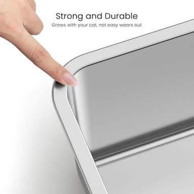 PWTAA Stainless Steel Cat Litter Box High Side Cats Toilet Metal Kitten Litter Pan, Pet Cleaning Tool for Big and Small Cats, Rabbits, Splash-Proof and Non-Stick Cat Poop Box odorless 23.6"x15.7"x7.9" - Image 5