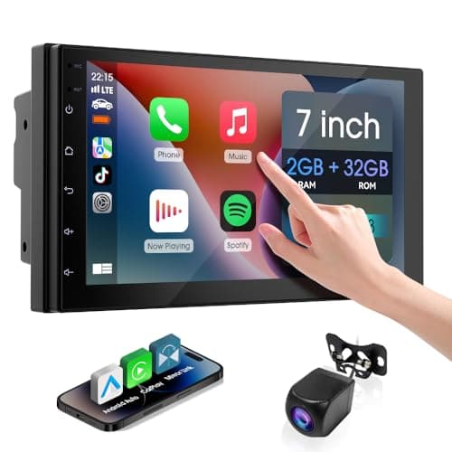 Haudio 7 Inch Double Din Car Stereo,with Wireless Apple CarPlay and Android Auto Screen for Car,HD Touch Screen carplay Screen with 1080P Reversing camera,Mirror Link,AUX,FM/AM|Wireless CarPlay Screen - Image 1