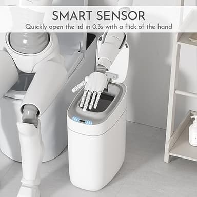 ELPHECO Automatic Bathroom Trash Can with Lid 2.5 Gallon Slim Sensor Garbage Can, 9L Narrow Plastic Trash Bin, Waterproof Motion Sensor Trash Bin for Bedroom, Living Room, Narrow Space - Image 5