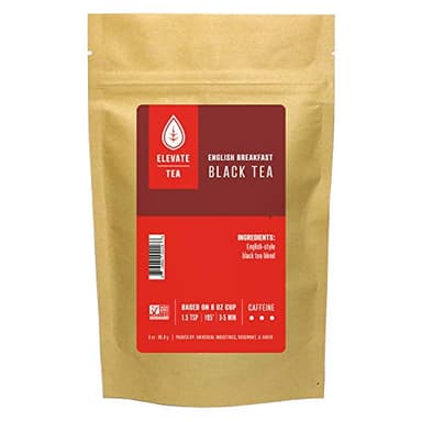 Elevate Tea ENGLISH BREAKFAST BLACK TEA, Loose Leaf Tea Blend, 30 servings, 3 Ounce Pouch, Caffeine Level: High, Single Unit, 3 Ounce (Pack of 1) - Image 1