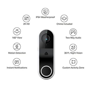 Kasa Smart Video Doorbell Camera Hardwired w/Chime, 2K Resolution, Always-on Power, Night Vision, 2-Way Audio, Real-Time Notification, Cloud & SD Card Storage, Works w/Alexa & Google Home (KD110) - Image 2