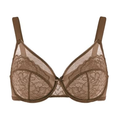 HSIA Minimizer Bras for Women Enchante Full Coverage Underwire Bras Plus Size Lifting Floral Lace Bra for Heavy Breast Coffee Brown - Image 6