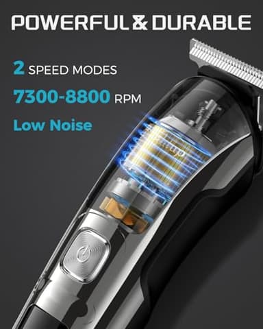 Brightup Beard Trimmer for Men - Electric Razor & Shaver, Cordless Hair Clippers Trimmers Set, IPX7 Waterproof Mens Grooming Kit for Shaving Face, Mustache, Body, Ear, Nose Hair Trimmer, Gifts for Men - Image 3