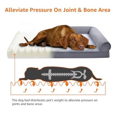 Amazon Basics Living Room Couch Dog Bed with Premium Foam, Pressure-Relief Support for Dogs up to 90lbs, Machine Washable Cover, Extra Large Sized (44" x 35"), Grey - Image 4