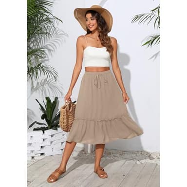 Witsmile Womens Skirts Midi Length with Pockets Flowy Skirts for Women Trendy Summer Beach Cover-Ups(Apricot,M) - Image 6