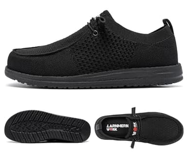 LARNMERN Slip On Steel Toe Shoes Men Lightweight Comfortable Walking Sneakers Safety Work Steel Toe Loafers(13 Men, Black) - Image 2