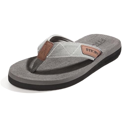 FITORY Men's Flip-Flops, Thongs Sandals Comfort Slippers for Beach Gray Size 11 - Image 1