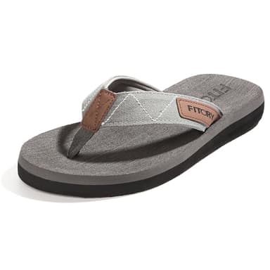 FITORY Men's Flip-Flops, Thongs Sandals Comfort Slippers for Beach Gray Size 11 - Image 1