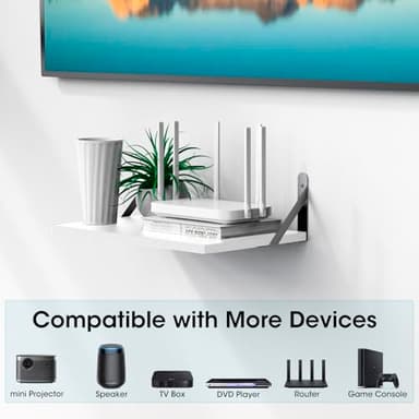 DAWASAPAT Projector Mount, White Small Mini Projector Shelf/Cable Box Wall Mount/Router Wall Mount, Projector Holder Stand Accessories with Cable Ties-2pcs - Image 4