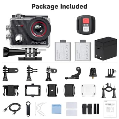 AKASO EK7000 Pro 4K30fps Action Camera with Touch Screen EIS 131ft Waterproof Underwater Camera Remote Control 5X Zoom with Helmet Accessories Kit (Standalone) - Image 9