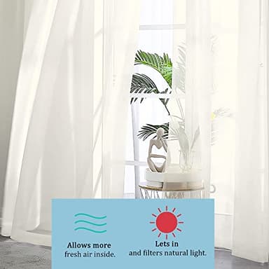 OWENIE Sheer Curtains 84 inch Length, Ivory Sheer Cutains 2 Panels Set for Bedroom/Living Room, Rod Pocket Voile Fimly Drapes, 2pcs, Each 42" W x 84" L - Image 7