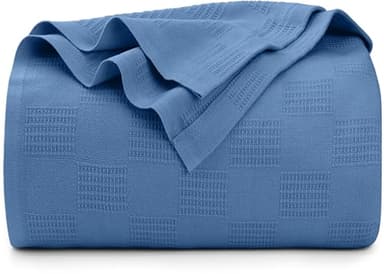 Utopia Bedding Wedgewood 100% Cotton Blanket [King Size - 90x108 Inch] 350GSM Lightweight, Soft and Breathable Thermal Blanket for All Seasons - Image 1