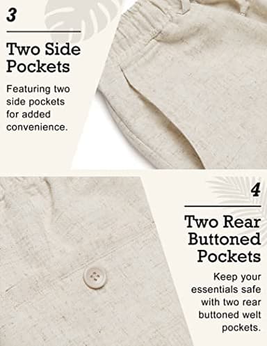 COOFANDY Men's Linen Cotton Pants Drawstring Waist Modern Waistband Trousers (Khaki, L) - Image 5
