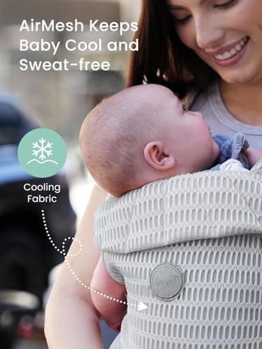 Grownsy Baby Carrier Newborn to Toddler (7-44lbs), Ergonomic & Cozy Wraps with One-Click Buckle, Mesh & Head Support for Hands-Free Comfort, Silver Gray - Image 2