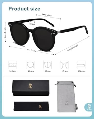 SOJOS Classic Round Sunglasses for Women Men Retro Vintage Shades Large Plastic Frame Sunnies SJ2067 with Black Frame/Grey Lens - Image 5