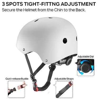 JBM Skateboard Helmet - Lightweight, Adjustable Ventilation Helmet for Scooter, Roller Skate, Inline Skate - Image 4
