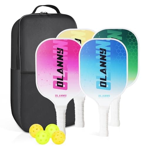 OLANNY Pickleball PaddlesPremium Rackets Face & Polymer Honeycomb Core Includes 4 Pickleball Paddles+ 2 Indoor Balls+ 2 Outdoor Balls+ 1 Portable Carry Bag - Image 1
