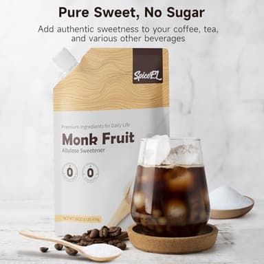 SPICEEL Monk Fruit Sweetener with Allulose - White Sugar Substitute, without Erythritol, Coffee, Tea, Gluten Free, Vegan, Sugar Replacement (1lb) - Image 8