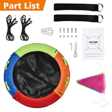 Tree Swing, Saucer Swing, 40 inch 900lbs Weight Capacity, with Adjustable Hanging Straps, for Backyard Outdoor, Multicolor, Circle Round Disc, Gifts for Kids - Image 6
