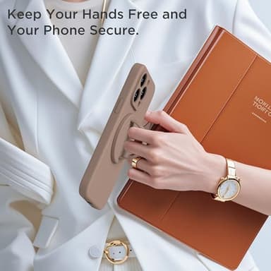 HSAOHD Upgraded Magnetic Phone Grip, Compatible with MagSafe, Silicone Comfy Removable Loop Grip, Phone Grip Finger Ring Holder for Back of Phone for iPhone Pro Max/Plus/16/15/14/13/12, Light Brown - Image 7