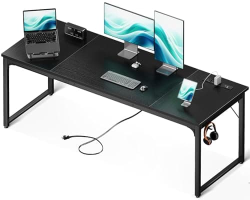 Coleshome 71 Inch Computer Desk with USB Ports, Large Office Desk, Long Study Student Writing Desk, Black - Image 1