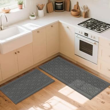 COSY HOMEER 48x20 Inch/30X20 Inch Kitchen Rug Mats Made of 100% Polypropylene 2 Pieces Soft Kitchen Mat Specialized in Anti Slippery and Machine Washable (Grey) - Image 8