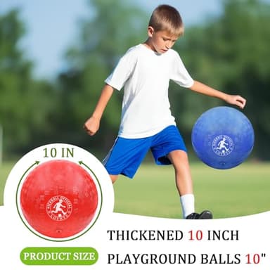 LOYNYE 10 Inch Dodgeball Balls Playground Ball Kickball, Dodge Balls for Kids, Kickballs Handball for Indoor Outdoor Games Four Square Balls, Includes Pump - Image 2
