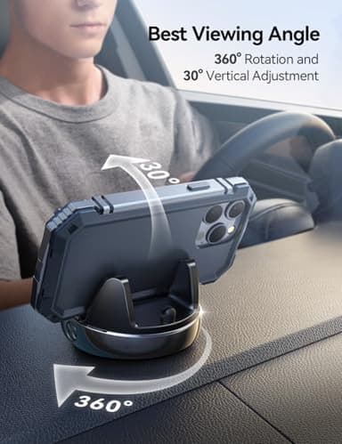 JOYROOM Car Phone Holder with 360° Adjustable & Avoid Sun Glare, Anti-slip Spring Snap Design Dashboard Cell Phone Holder, Phone Holders for Your Car Compatible with Pop Grip, Smartphones, GPS Devices - Image 2
