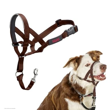 HALTI Headcollar - to Stop Your Dog Pulling on The Leash. Adjustable, Reflective and Lightweight, with Padded Nose Band. Dog Training Anti-Pull Collar for Medium Dogs (Size 2, Deep Walnut) - Image 1