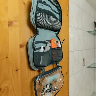 Toiletry Bag Kit Set: Hanging Travel Toiletry Bag + 311 TSA Cosmetic Liquid Bag + Ultralight Accessory Organizer Pouch (Dusty Teal) - Image 7