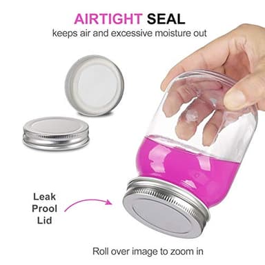 YINGERHUAN Glass Regular Mouth Mason Jars, 16 oz Clear Glass Jars with Silver Metal Lids for Sealing, Canning Jars for Food Storage, Overnight Oats, Dry Food, Snacks, Candies, DIY Projects (4PACK) - Image 4