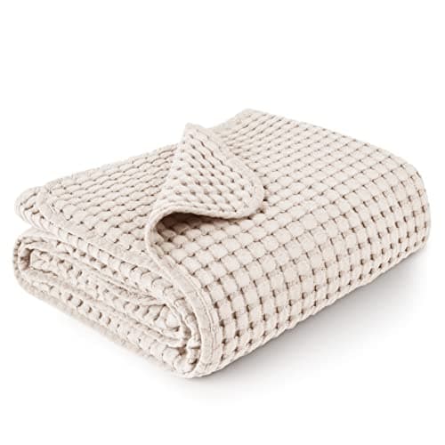 Konssy Waffle Baby Blanket - Soft & Cozy Nursery Swaddle Blanket, Lightweight Toddler Throw for Boys & Girls, Ideal for Wrapping (Oat) - Image 1